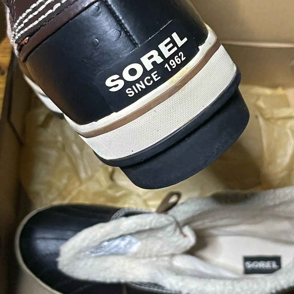 Sorel Black and Orange Plaid Boots - Picture 10 of 10